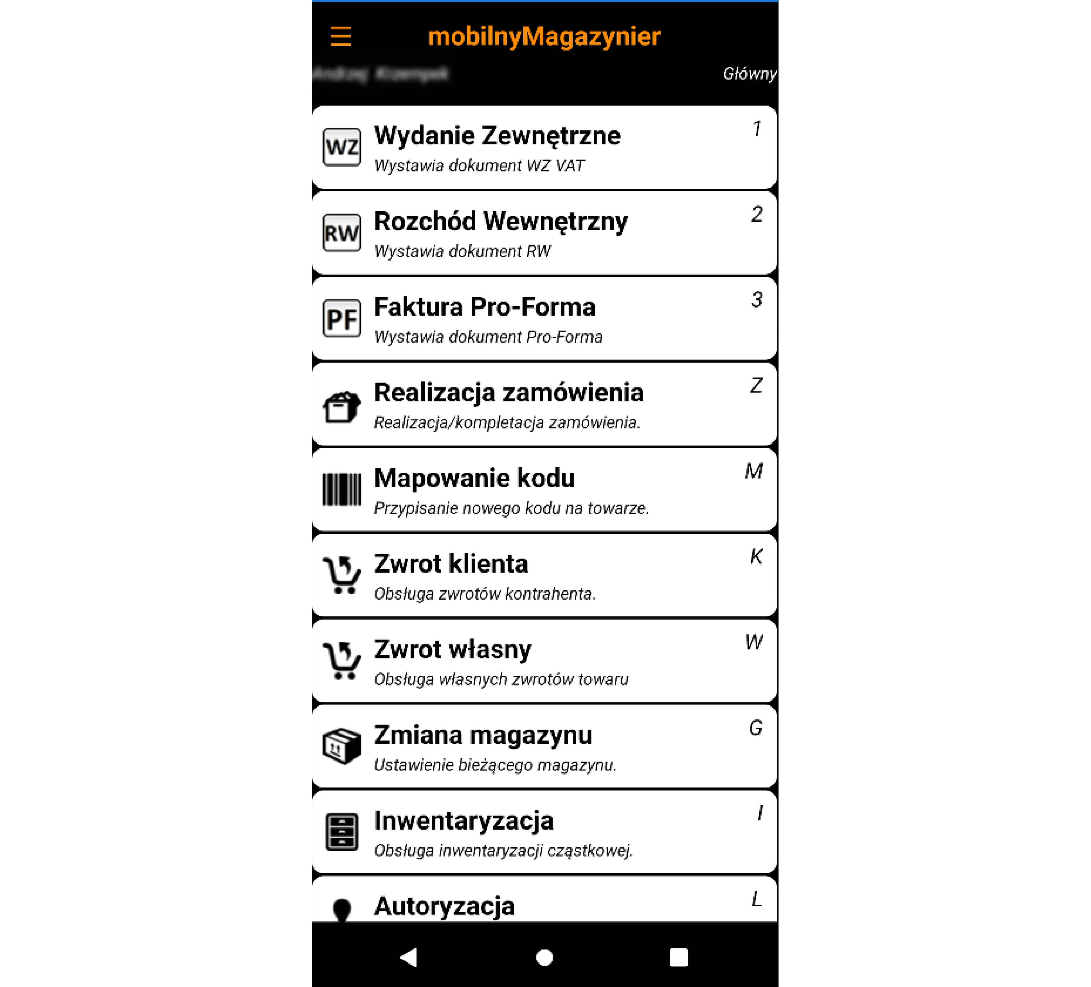 zrzut ekranu Mobilny Magazynier na Androida
