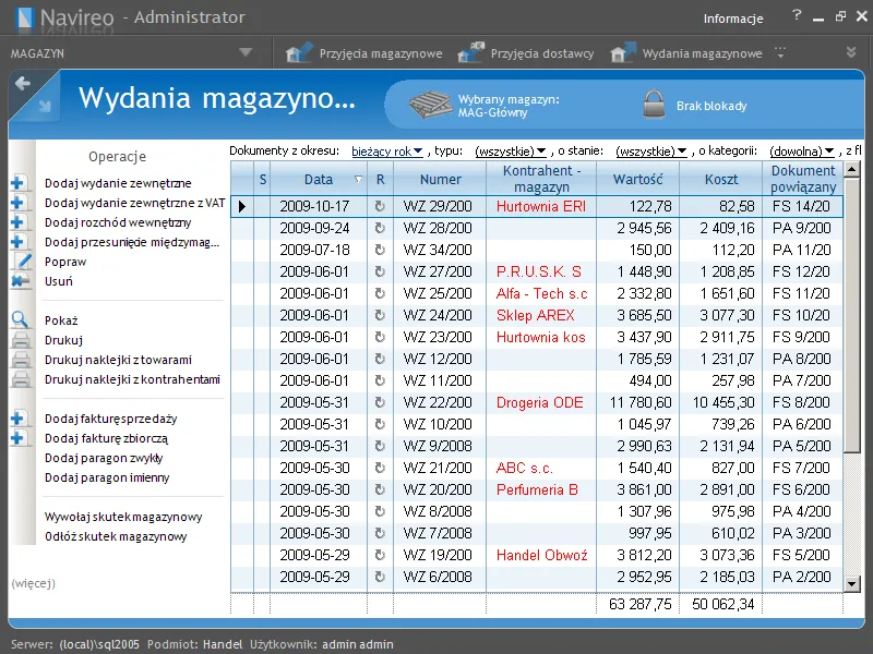 zrzut ekranu navireo